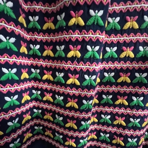 Frances Valentine Kaftan Butterfly Embroidered Dress In Navy Size 22 - Picture 7 of 11